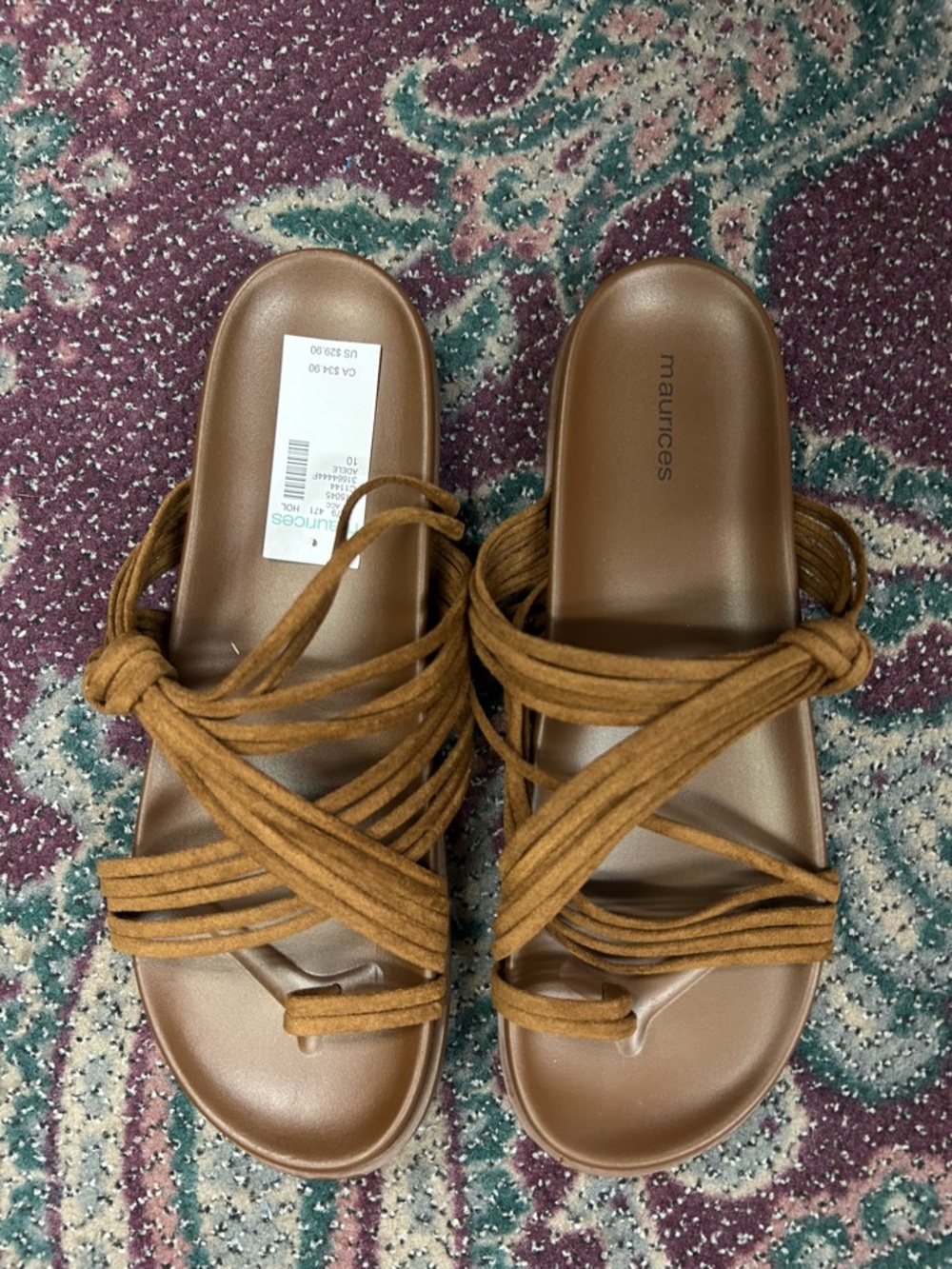Maurices Tan Multi-Strap Slide Sandals